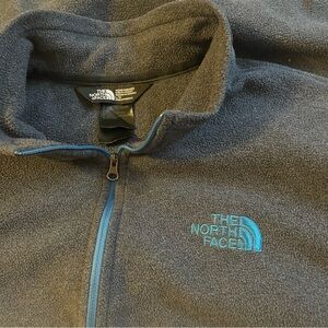 The North Face gray‎ fleece pullover long sleeve shirt blue logo men’s large